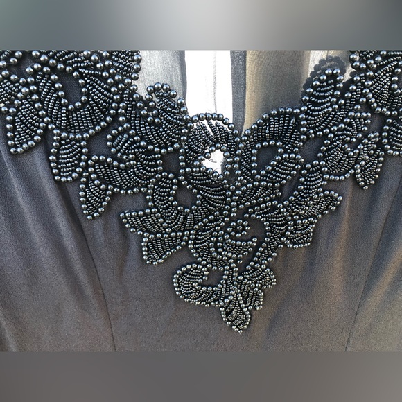Vintage beaded sheer mesh Marie St. Claire size four long sleeve dress - Picture 5 of 16